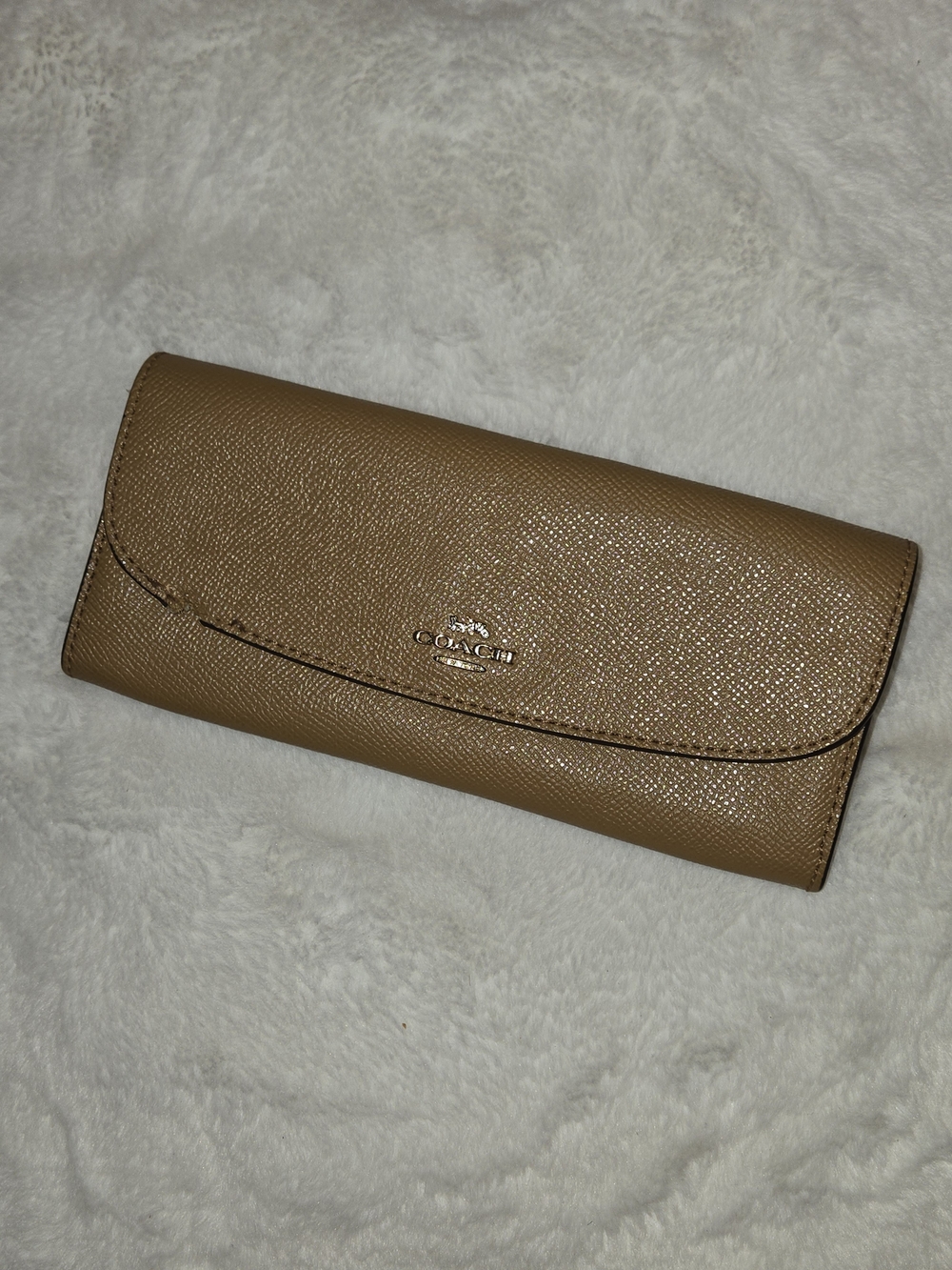 Coach Pebbled Leather Continental Wallet - Tan